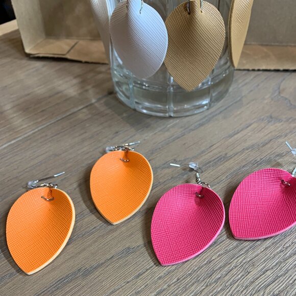 Faux Leather Dangle Earrings - Picture 4 of 5